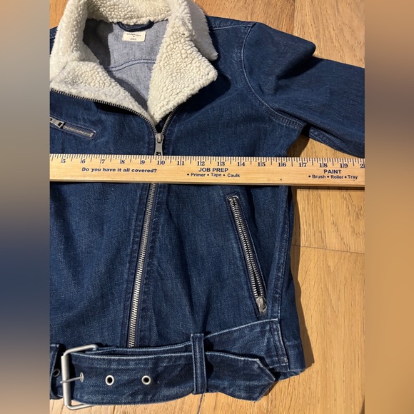 Gap denim sherpa moto jacket womens medium - Picture 4 of 6